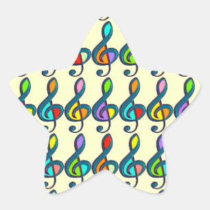colored clave music notes pattern star sticker