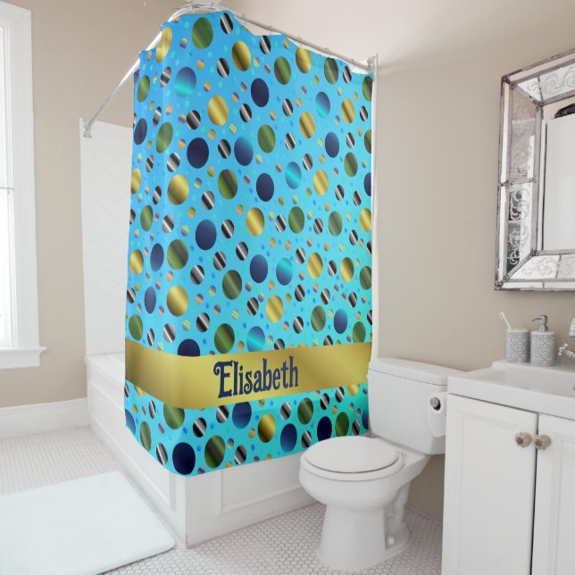 colored colorful little dots digitally superimpose shower curtain (In Situ)