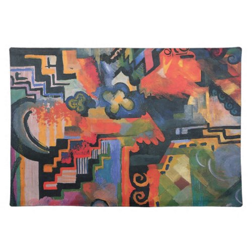 Colored Composition by August Macke Vintage Art Cloth Placemat