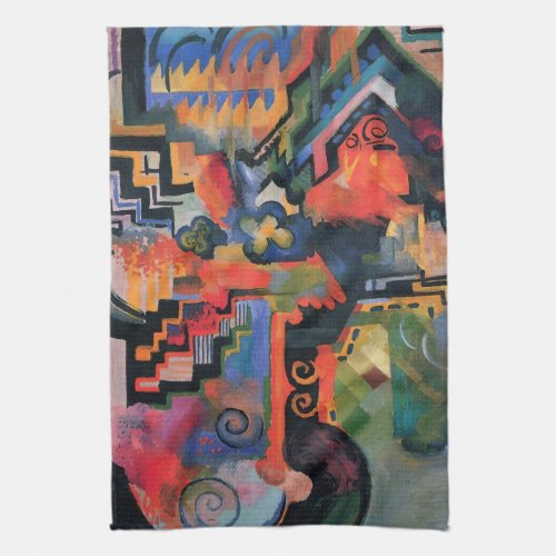 Colored Composition by August Macke Vintage Art Kitchen Towel