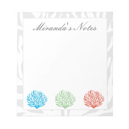 Colored coral reef notepad for home or office