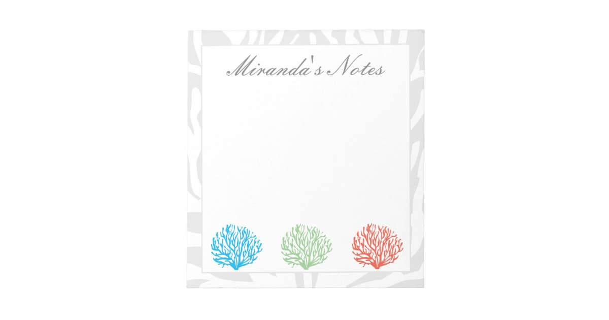Colored coral reef notepad for home or office | Zazzle