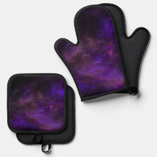 Colored Cosmos Background Oven Mitt & Pot Holder Set