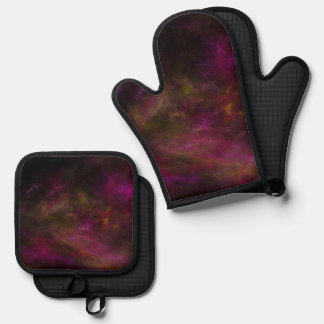 Colored Cosmos Background Oven Mitt & Pot Holder Set