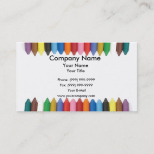 Colored crayons border business card
