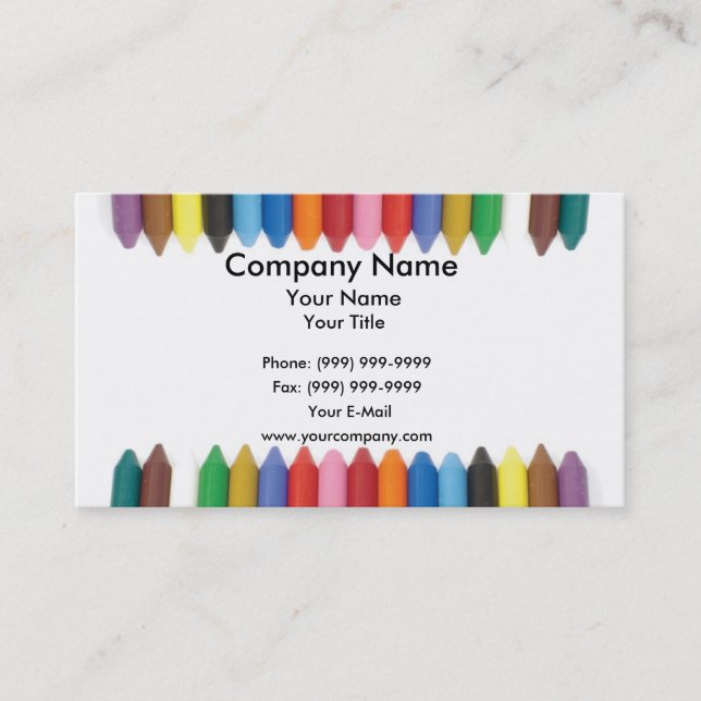Colored crayons border business card (Front)