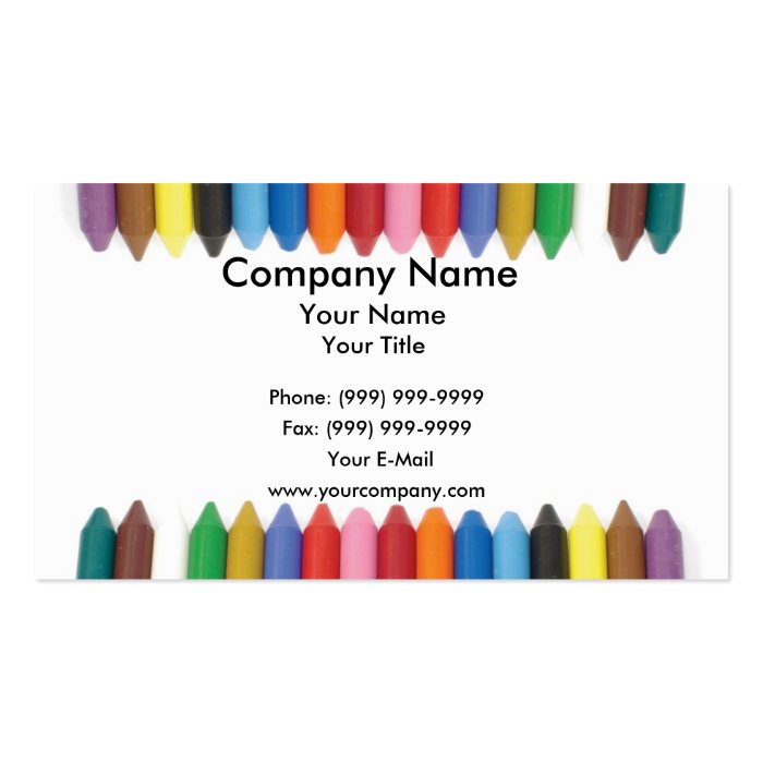 Colored crayons border business cards