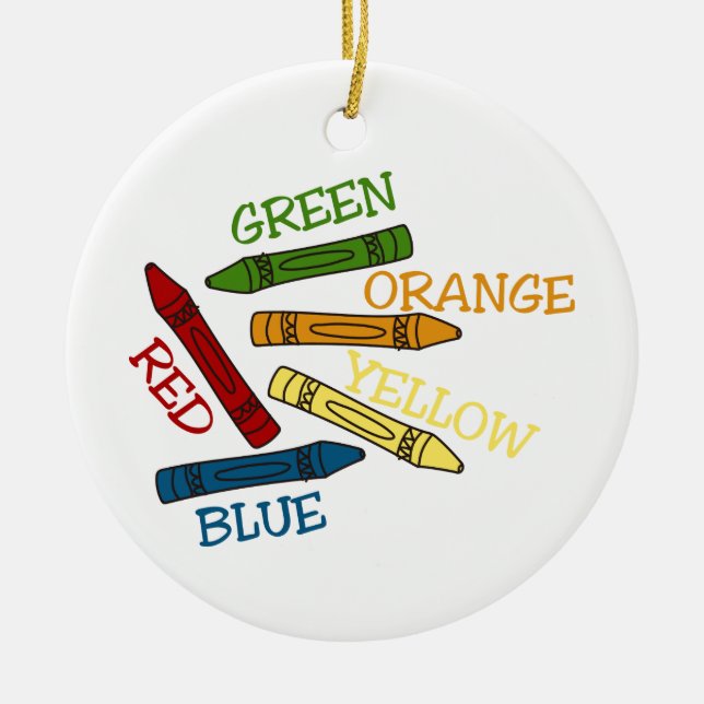 Colored Crayons Ceramic Ornament (Front)
