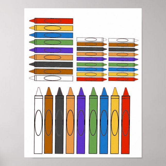 Colored Crayons Clip Art  Poster (Front)