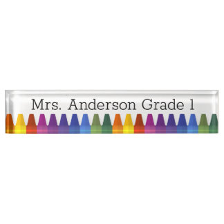Colored Crayons Personalize Desk Name Plate