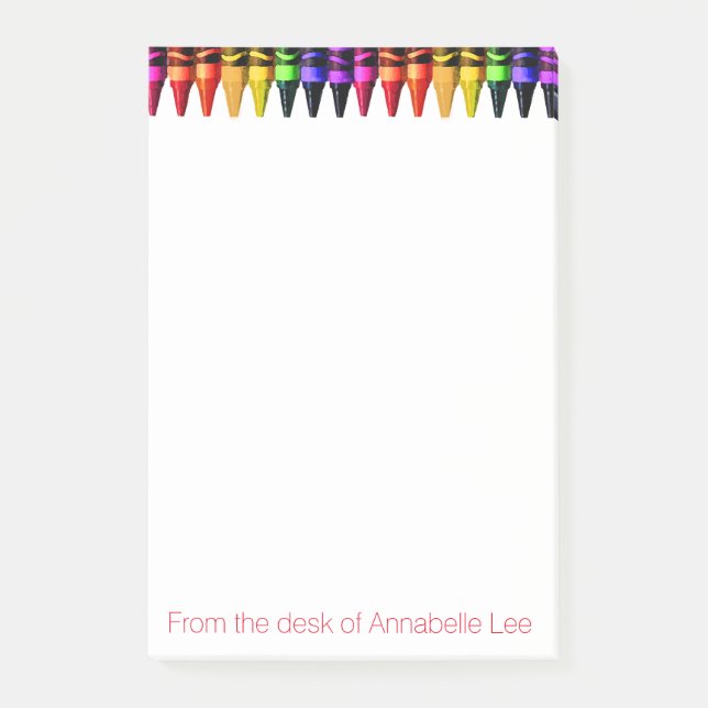 Colored Crayons Watercolor Post-it Notes (Front)