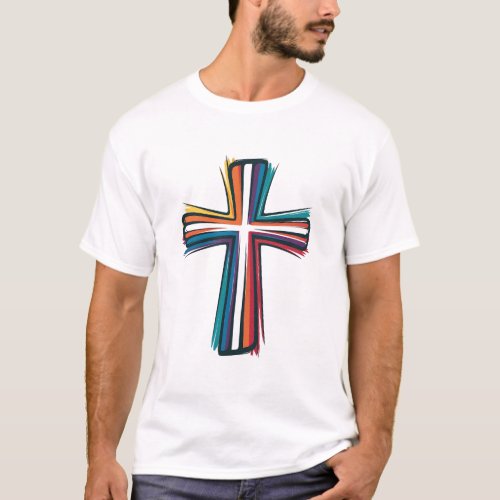 Colored Cross Religious T_Shirt