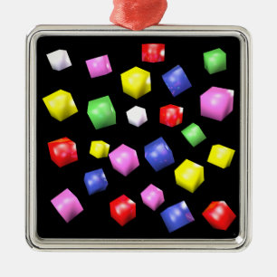 Colored cubes 3d rendered metal ornament