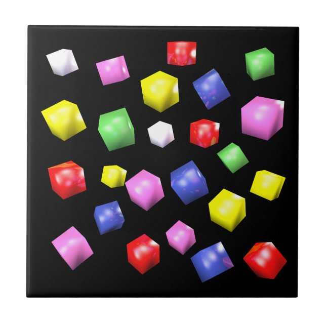Colored cubes 3d rendered tile (Front)