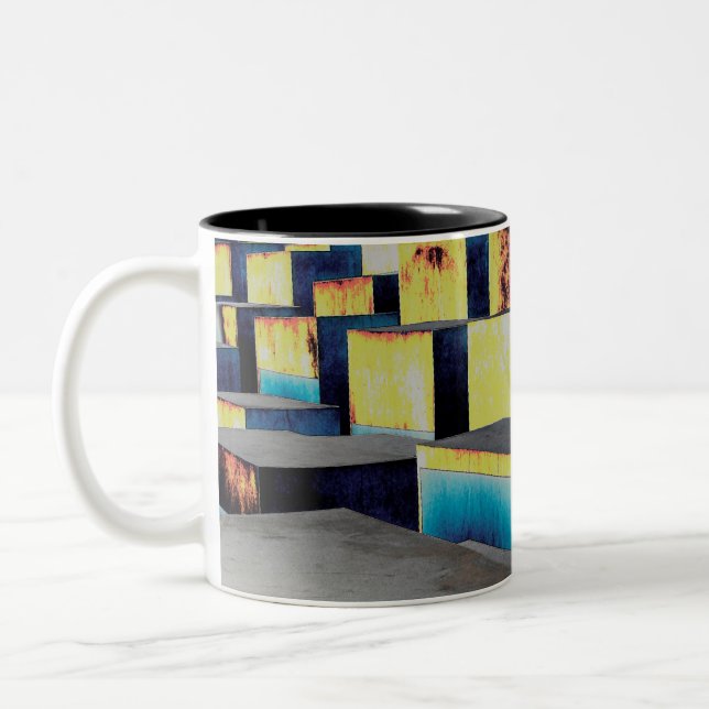Colored cubes Two-Tone coffee mug (Left)