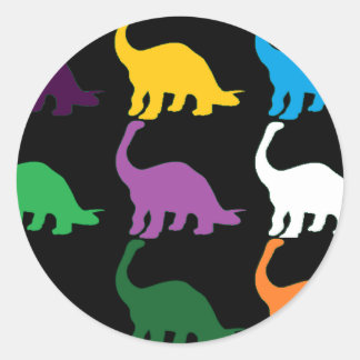 Colored Dinos Classic Round Sticker