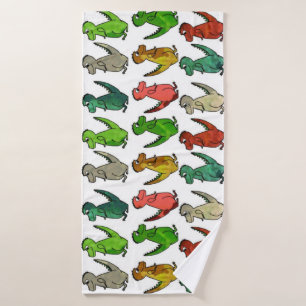 Colored Dinosaurs Bath Towel