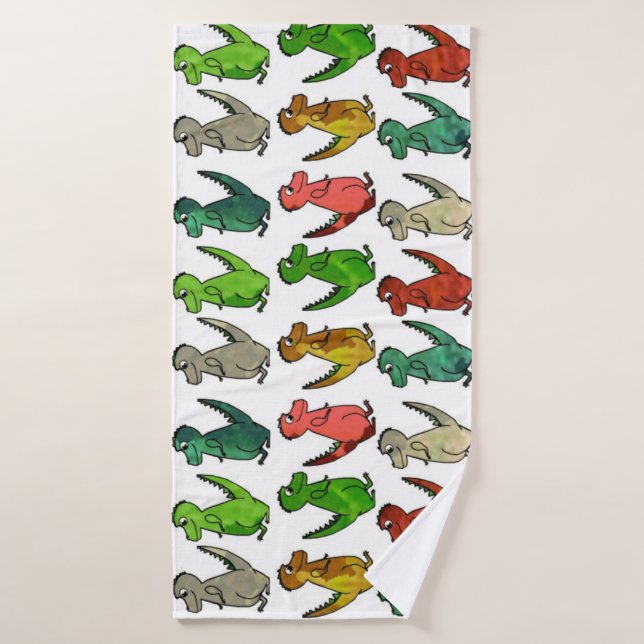 Colored Dinosaurs Bath Towel (Bath Towel)