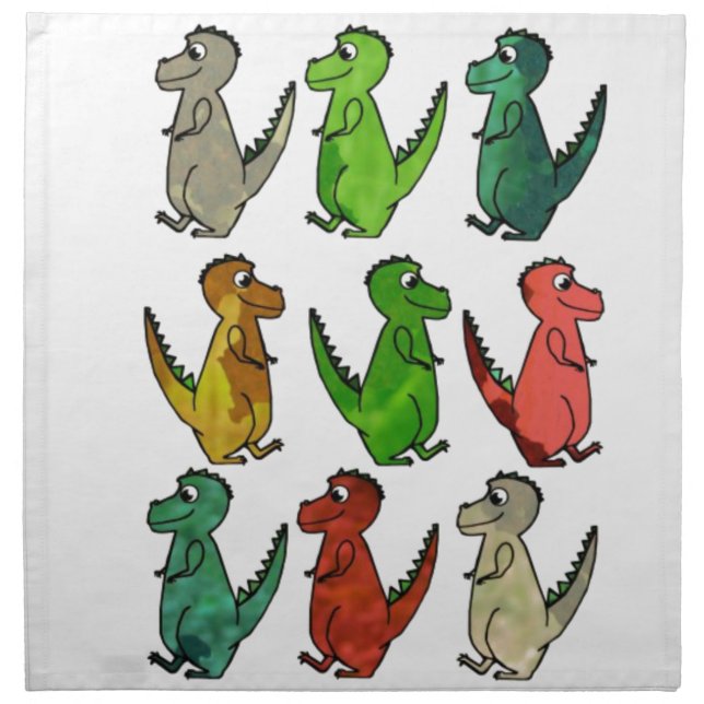 Colored Dinosaurs Cloth Napkin (Front)