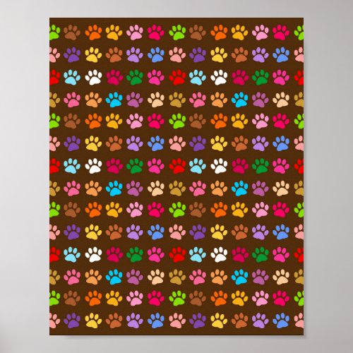 Colored Dog Cat Animal Paw Prints