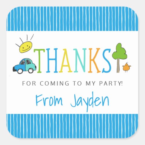 Colored Doodles Birthday Favor Stickers  Car