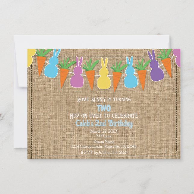 Colored Easter Bunnies Garland Birthday Party  Invitation (Front)