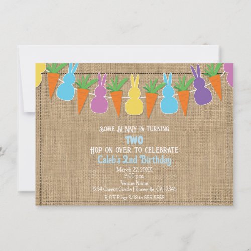 Colored Easter Bunnies Garland Birthday Party  Invitation