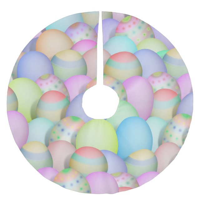 Colored Easter Eggs Background Brushed Polyester Tree Skirt (Front)