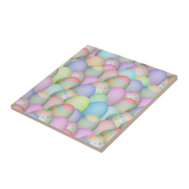 Colored Easter Eggs Background Ceramic Tile (Side)