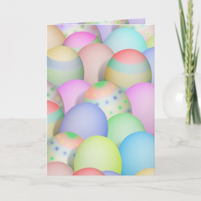 Colored Easter Eggs Background Holiday Card (Front)