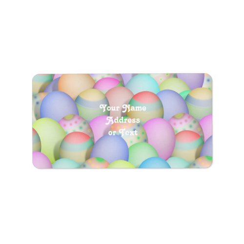 Colored Easter Eggs Background Label