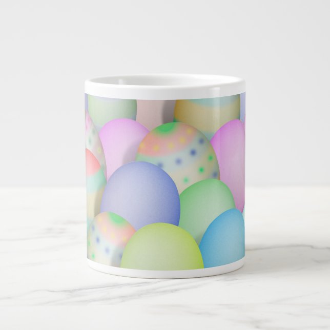 Colored Easter Eggs Background Large Coffee Mug (Front)