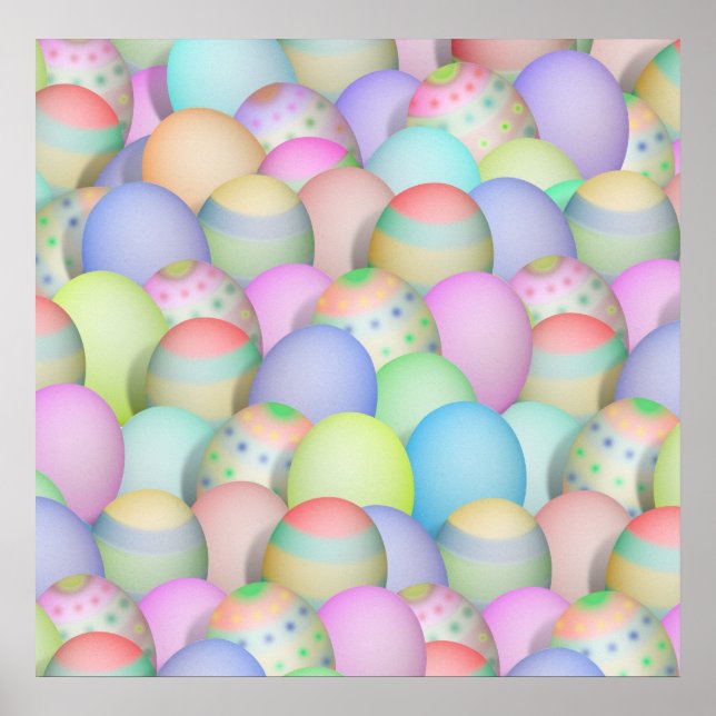 Colored Easter Eggs Background Poster (Front)
