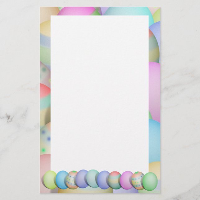 Colored Easter Eggs Background Stationery (Front)