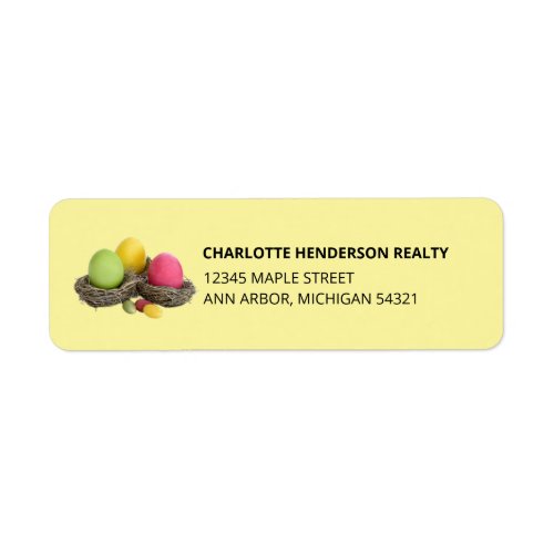 Colored Easter Eggs Chick Nest Return Address Label