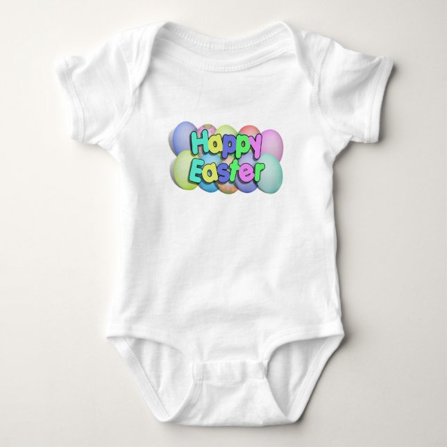 Colored Easter Eggs - Happy Easter Baby Bodysuit (Front)