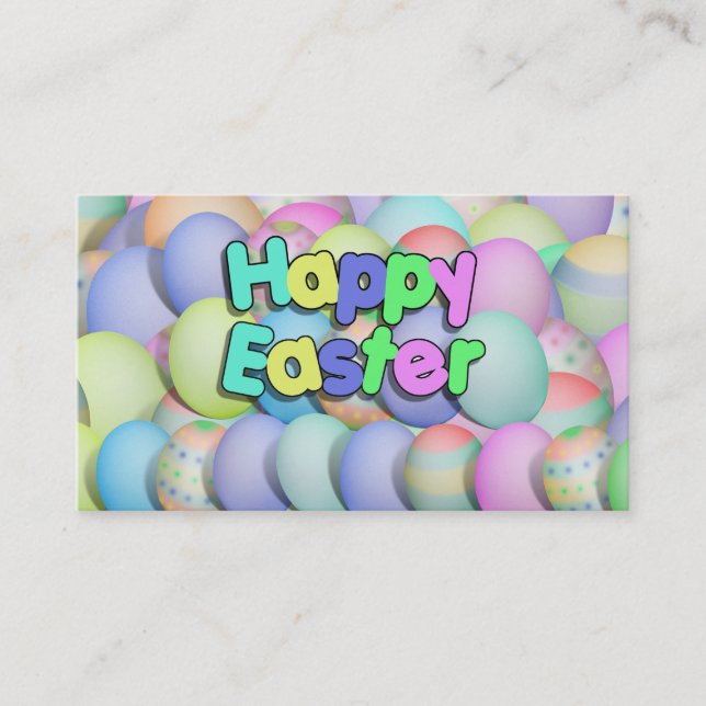 Colored Easter Eggs - Happy Easter Business Card (Front)