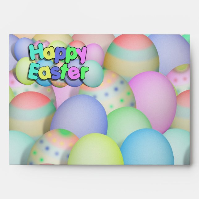 Colored Easter Eggs - Happy Easter Envelope (Front)