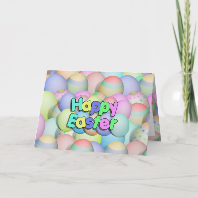 Colored Easter Eggs - Happy Easter Holiday Card (Front)