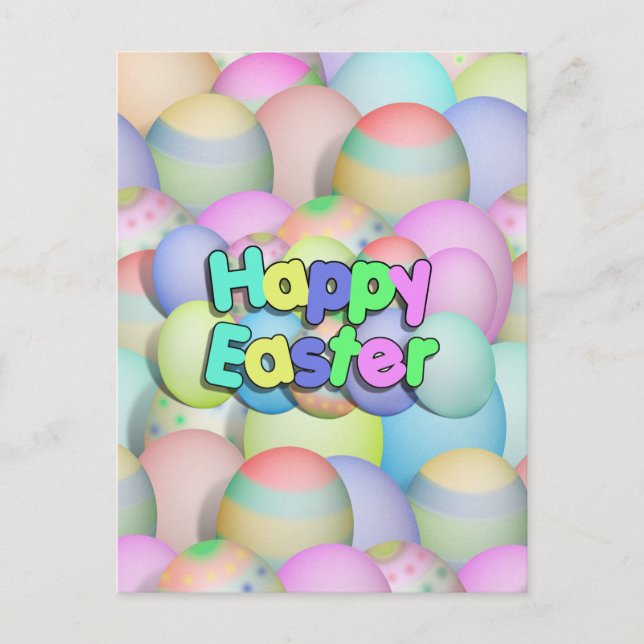 Colored Easter Eggs - Happy Easter Holiday Postcard (Front)