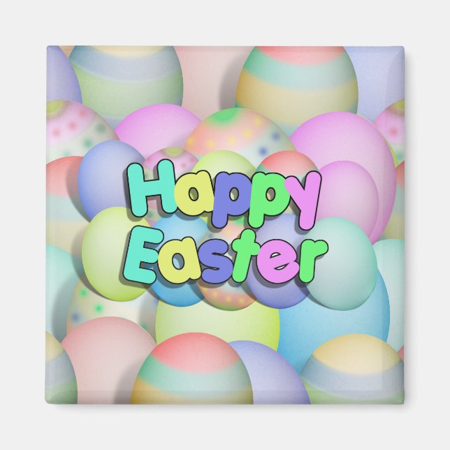 Colored Easter Eggs - Happy Easter Magnet (Front)