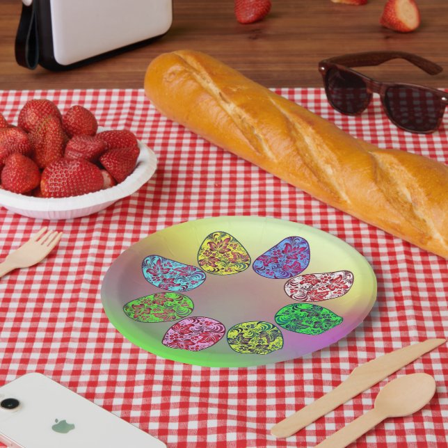 Colored Easter eggs Paper Plates (Picnic)