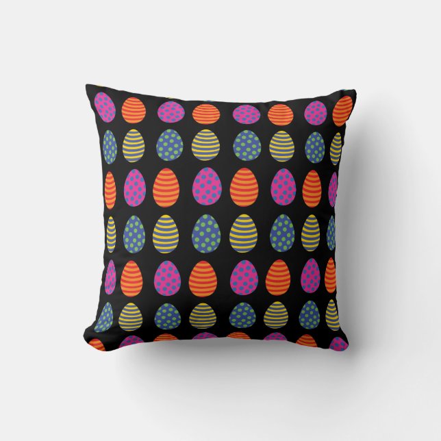 Colored Easter Eggs Pattern Throw Pillow (Front)