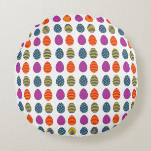 Colored Easter Eggs Round Pillow