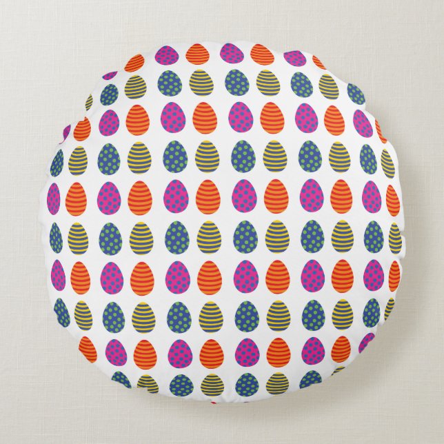 Colored Easter Eggs Round Pillow (Front)