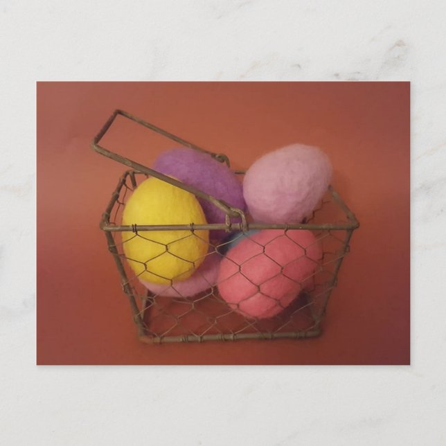 Colored Eggs Basket postcard - Easter (Front)