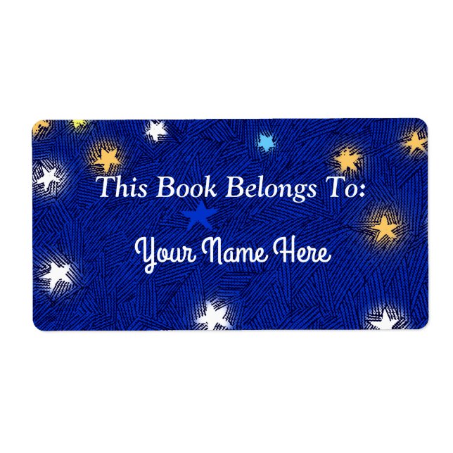 Colored Evening Stars Etching Custom Bookplate (Front)