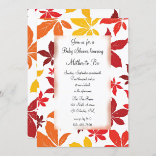 Colored Fall Leaves Baby Shower Invitation