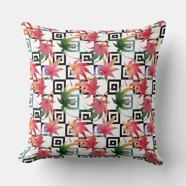 Colored Fall Reversible Watercolor Pillow (Front)