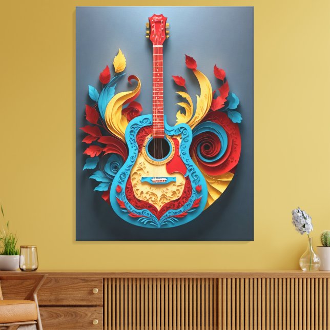  Colored Fantasy Guitar Canvas Print (Insitu(LivingRoom))
